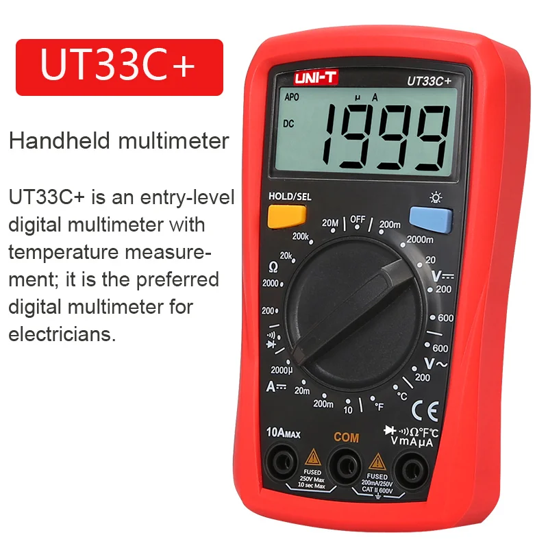 UT33C Plus UT33D+ ручной мультиметр, мини цифровой мультиметр, вольтметр переменного тока и постоянного тока, амперметр, тест на сопротивление, испытание NCV, подсветка - Цвет: UT33C Plus