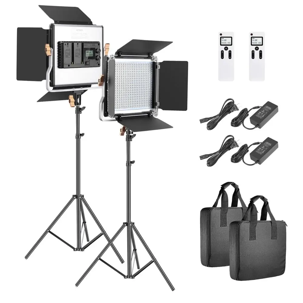 Dimmable Bi-Color LED Panel with U Bracket 3200-5600K, CRI 96+ Neewer 480 LED Video Light and Stand Lighting Kit and 75-Inch Light Stand for Photo Studio Portrait YouTube Video Photography