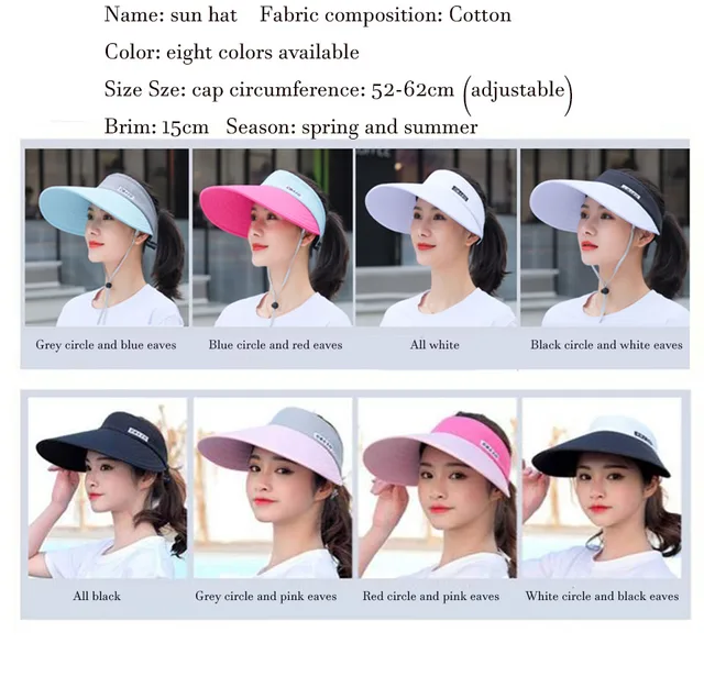 Visiera Parasole Donna Con Fiocco - Regolabile, Pieghevole, Protezione UV, Per Sport