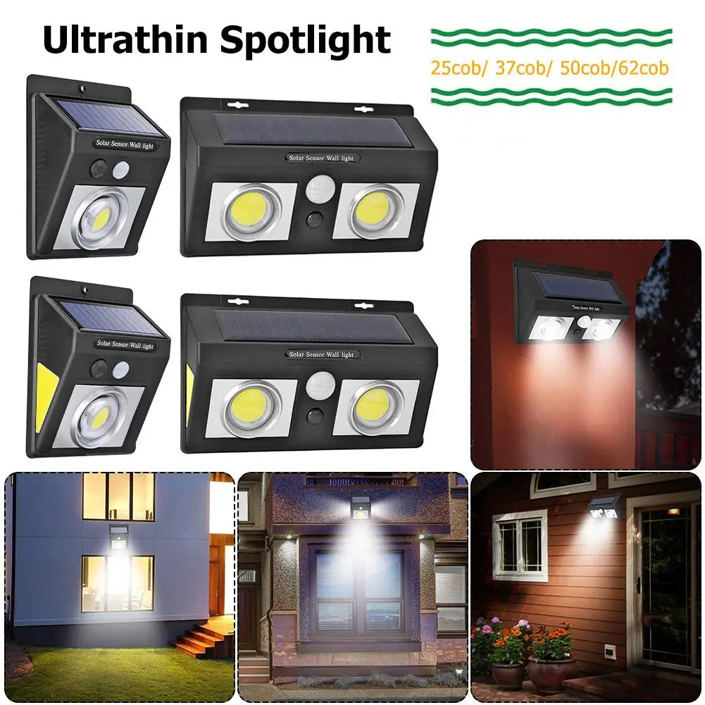 

62LEDcob Solar Powered Light Outdoors Lamp PIR Motion Sensor Security Wall Light IP64 Waterproof Lamp For Garden Yard Decoration