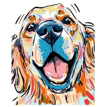

Paint By Numbers DIY Acrylic Painting Kit for Kids & Adults 40X45cm Dog with 3 Brushes