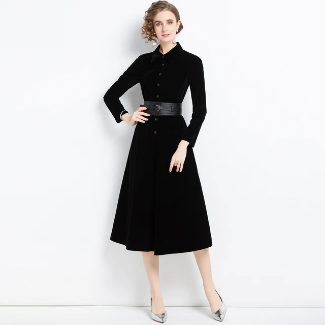 ZUOMAN Women Winter & Autumn Elegant Velvet Dress Festa High Quality Long Cocktail Party Robe Vintage Designer Black Vestidos Excellent product recommendation