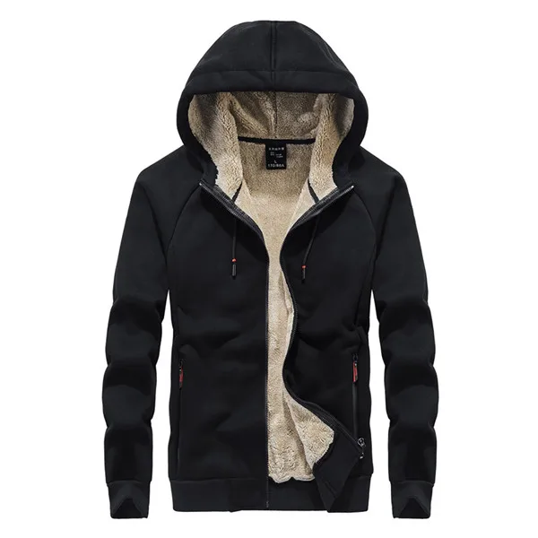 Плюс размер L-8XL Большие размеры зимние повседневные мужские худи свитшот с капюшоном куртки пальто мужские худи теплые флисовые толстовки - Цвет: Black