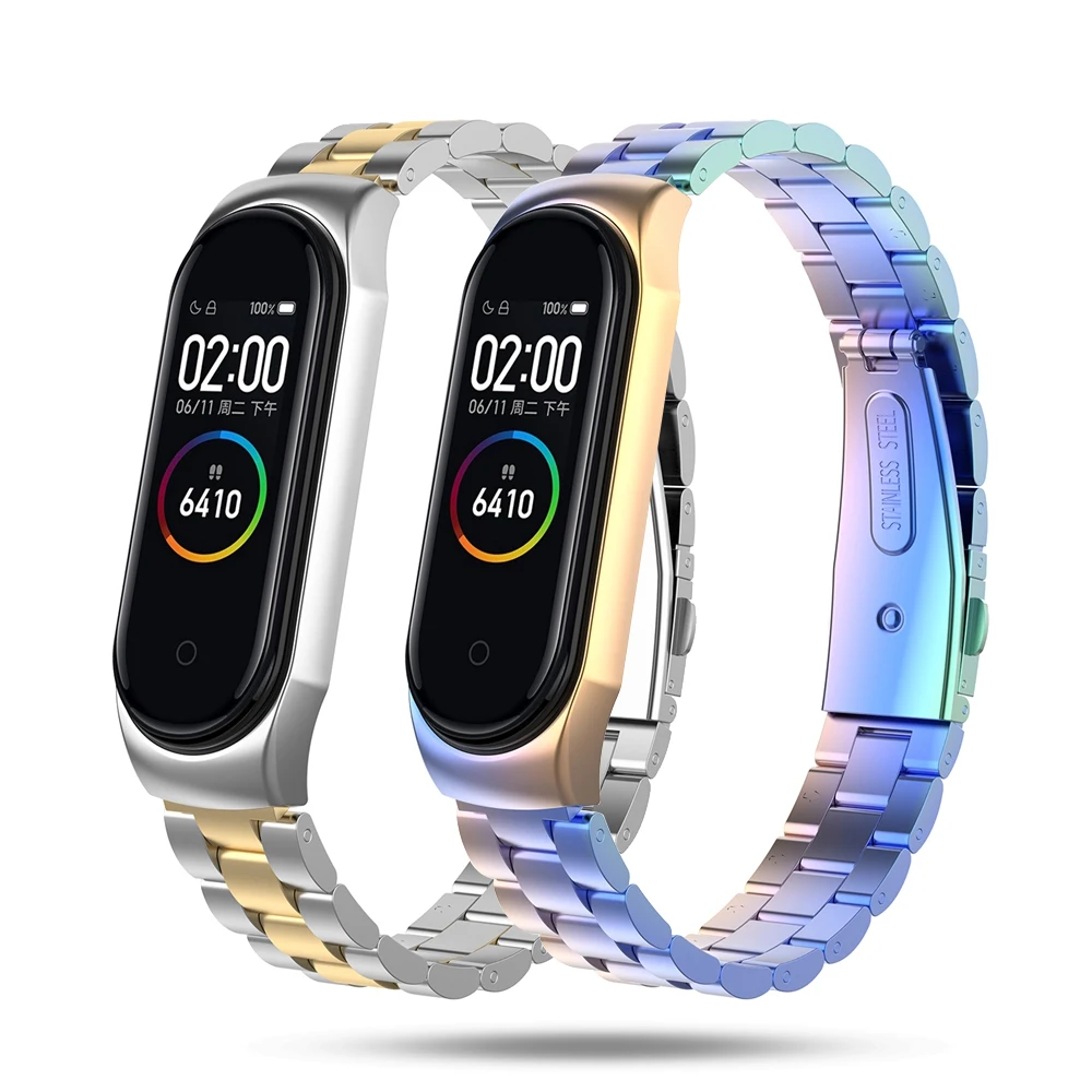 Ремешок на запястье из нержавеющей стали для mi Band 3 4 Металлический Ремешок на часы для Xiaomi mi band 3 4 умный браслет ремень Сменные аксессуары