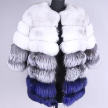 Зимняя длинная теплая кожаная куртка женская одежда натуральное меховое пальто натуральное меховое пальто кожаное пальто из лисьего меха Высококачественный меховой жилет