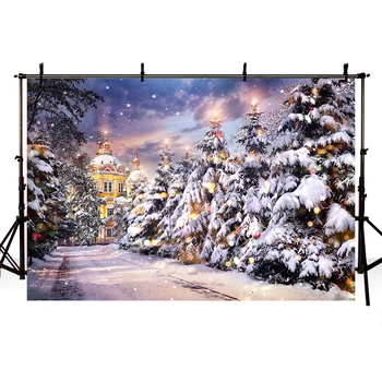 

Photography backdrops winter Christmas tree celebration castle background for photo studio new design camera fotografica