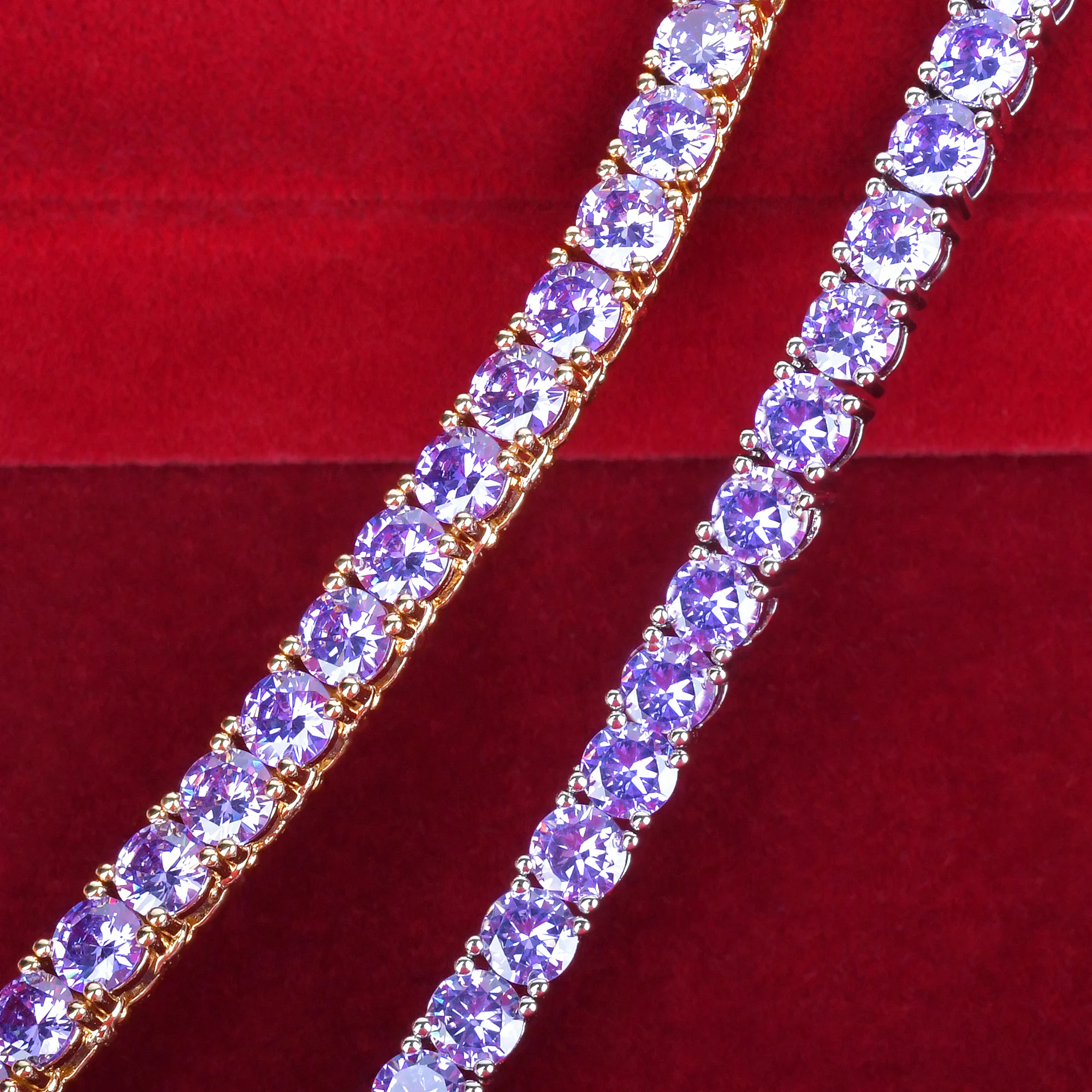 Tennis Chain Necklace AAAAA Cubic Zirconia 24K Real Gold Color Plated