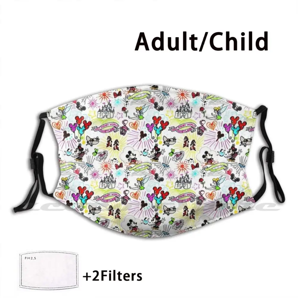 

Маска Db для тематического парка, нарисованная вручную, со значками, смываемый фильтр для самостоятельной сборки, ртовой тренд, Орландо, Флорида, воздушные шары, замок