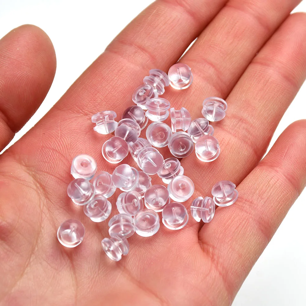 Aylifu Clear Earring Backs,50 Pieces Silicone Earring Stoppers Hypoallergenic Safety Backs Earring Findings,4.5 * 5mm, Women's