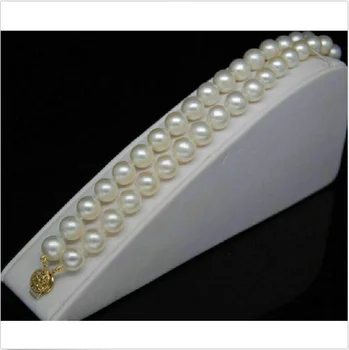 

DOUBLE STRANDS SOUTH SEA AAA 8-9MM WHITE PEARL BRACELET 7.5-8 " 14K GP CLASP