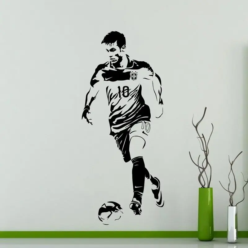 DCTAL Football Player Sticker Sports Soccer Decal Helmets Kids Room Name Posters Vinyl Wall Decals Neymar Football Sticker
