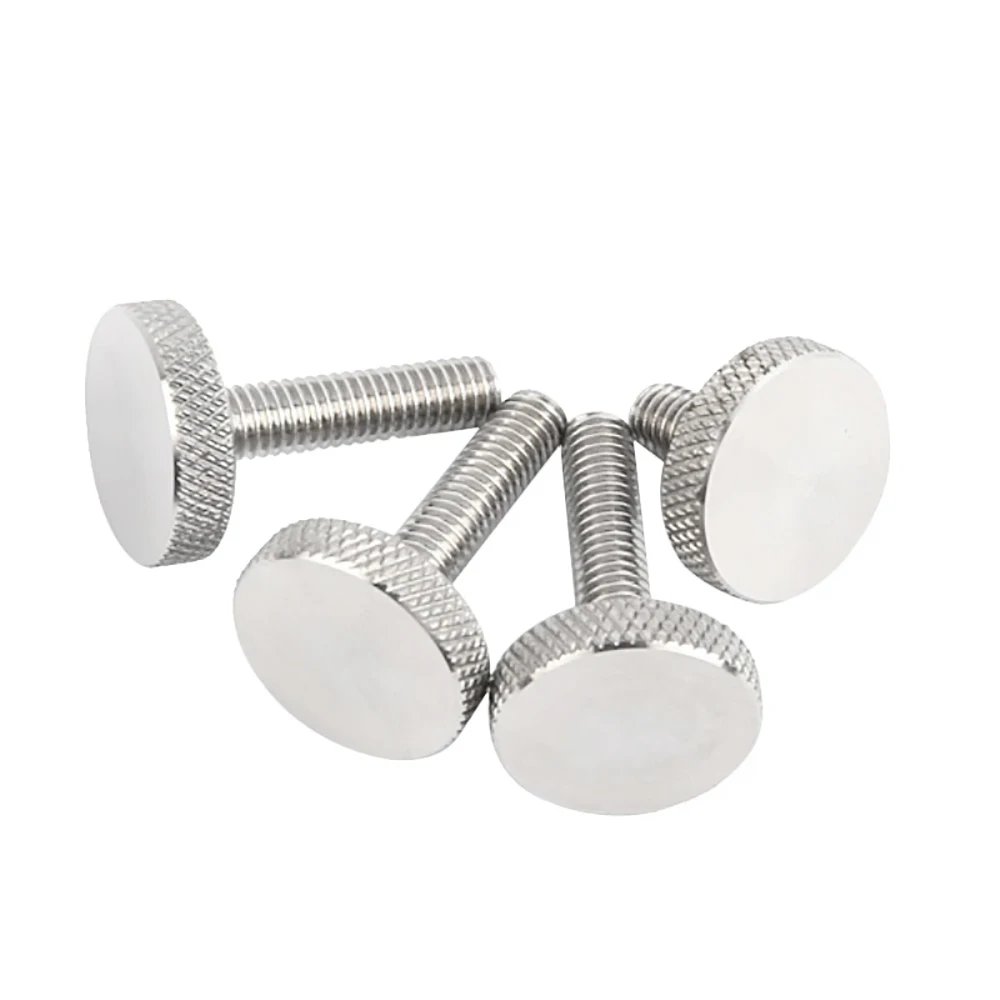 2Pcs~5Pcs M3 M4 M5 M6 M8 M10 SUS304 Stainless Steel Hatching Knurled Thumb Screw GB835 DIN653 Flat Head Hand Tighten Thumb Screw