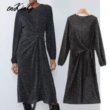 Английское винтажное плиссированное платье в горошек с О-образным вырезом, свободное платье миди za, Женское Платье vestidos de fiesta de noche vestidos, блейзер размера плюс