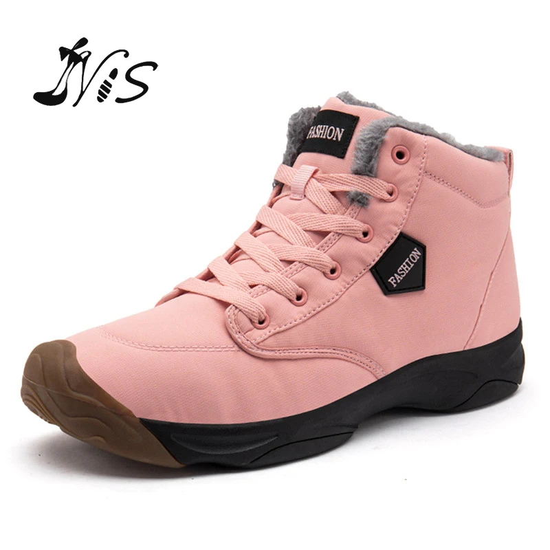 

Women Winter Warm Snow Ankle Boots Ladies Fashional Pink Plus Cotton Snow Ankle Boots New Oxford Suede Walking Casual Sneakers