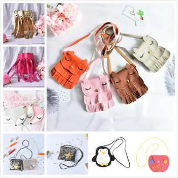 

Cute Penguin Fox Cat Shape Girls Tassel Purse Handbag Body Tassel Tote Sequins Coin Purse Kids Cross-body Shoulder Bag Cross