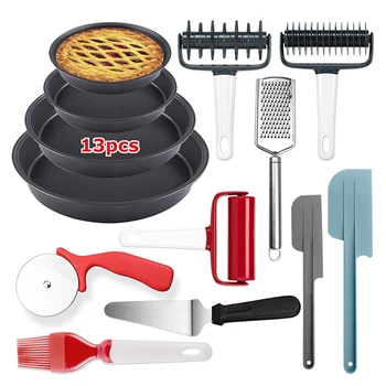 

13 Pcs Non-stick Bakeware Baking Tools Kit Rolling Pins Pizza Cutter Kitchen Utensil DTT88