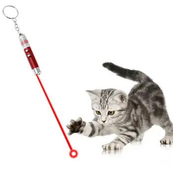 

Cat Teaser Light Multi Functional Pet Toys LED Lamp Pen Pointer 2 in 1 Key Ring Dog Pets Products Keychain Portable Aluminum
