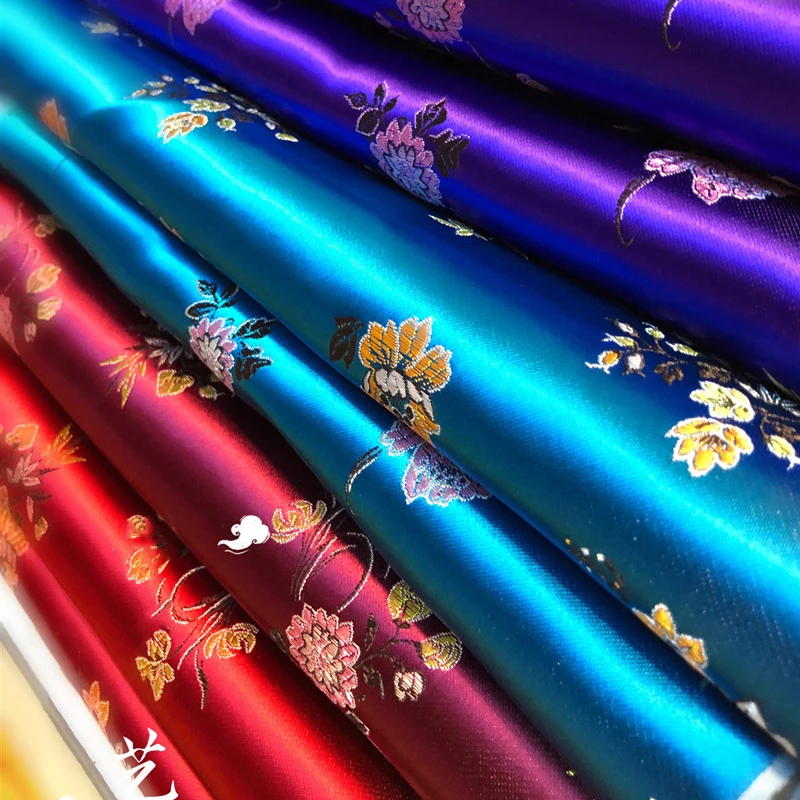 

90*100cm Chinese Style Brocade Imitation Silk Satin Fabric For Cheongsam Kimono Tang Suit Cushion Patchwork Needlework Material