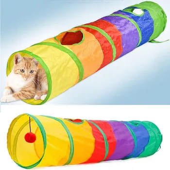 

Creative Cat Toys Funny Cat Striped/Flower Print Cat Tunnel Foldable Cat Tube Kitty Training Toys Cat Accessories Pet Supplies