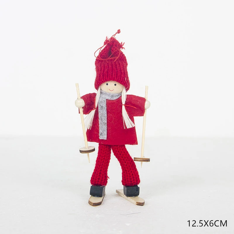 Год последний Рождественский Ангел-девочка куклы орнамент с рождественской елкой Noel Deco Рождественское украшение для дома Navidad детский подарок - Цвет: Skiing-4