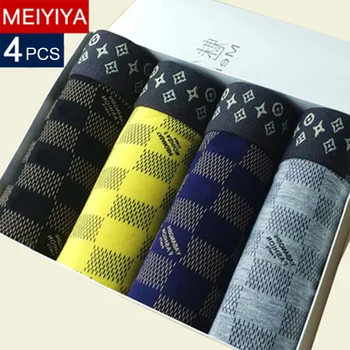 

MEIYIYA 4pcs Cotton Men's Underpants Sexy Man's underwear Boxer Shorts High Quality Mens Boxershorts Underware Boxers Gay Trunks