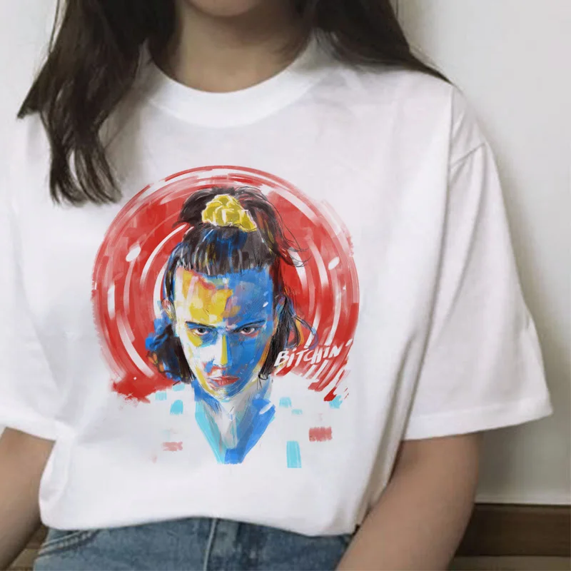 540 Странные Вещи Сезон 3 футболка Женская Harajuku Новая футболка забавная 90s Женская графическая футболка Ullzang вверх дном Топ футболки мультфильм - Цвет: 540