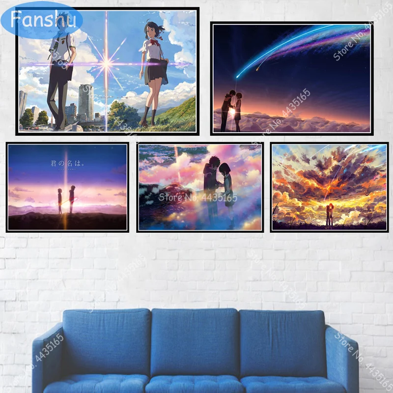 Your Name Kimi no na wa Hot Japan Movie Anime Poster Wall Art Decoration Canvas Painting Kids Room Home art decor | Дом и сад