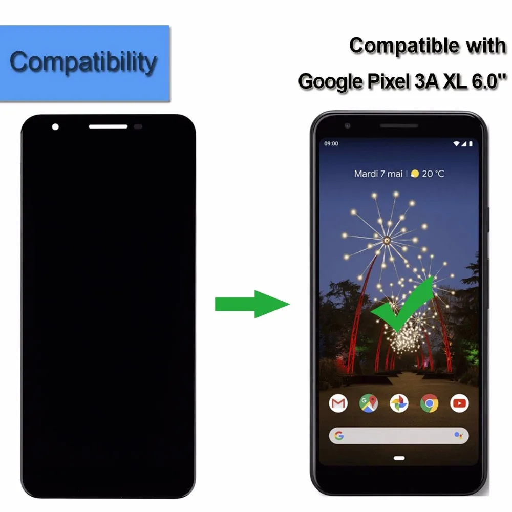 Супер ЖК дисплей OLED Совместимость с Google Pixel 3A XL 6," дюймовый ЖК-дисплей с сенсорным экраном в сборе+ Инструменты