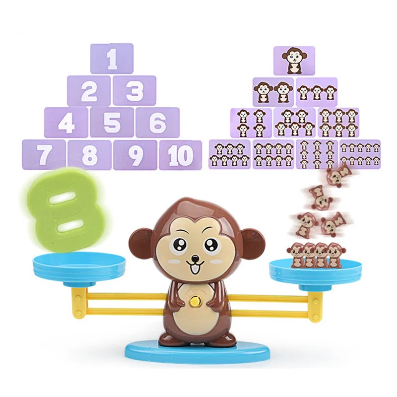 Математическая игра, обезьяна, цифровой баланс, весы, игрушка, раннее обучение, баланс, малыш, образование, цифровое сложение, вычитание, игрушки