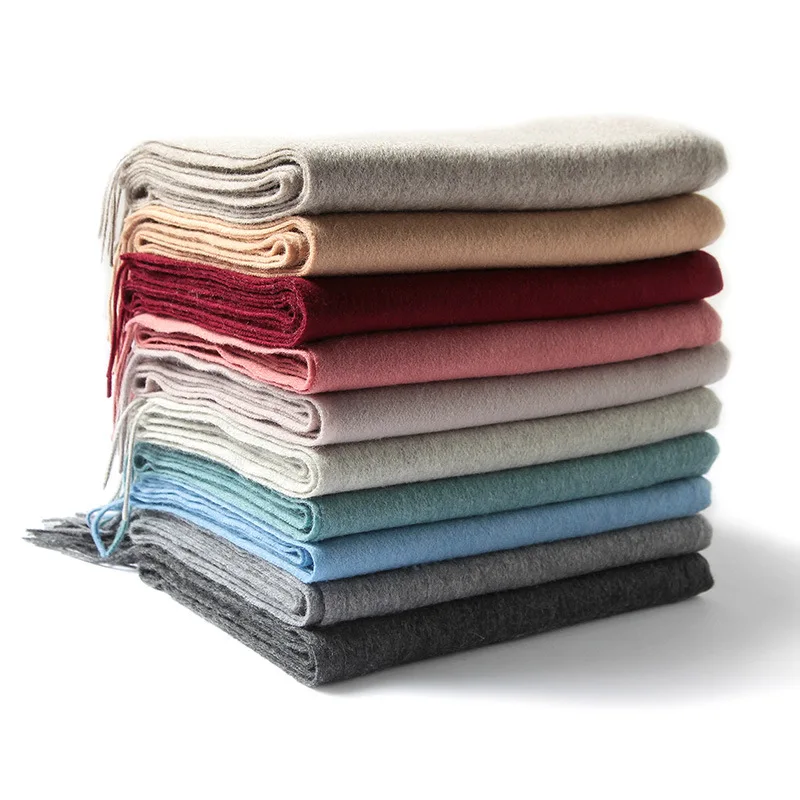 

Inner Mongolia Wool Scarf Female Manufacturer Keeps Warm and Thickened Tassel Solid Color Wool Shawl In Winte