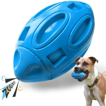 

America Hot Selling Pet Supplies Dog Toy Rubber Sound Making Rugby Bite Resistant Sound Making Dog Ball