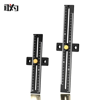 

Woodworking Aluminium Alloy xian wei chi Fine-tuning T-shaped Ruler Multi-functional Scriber Porous Ruler Marking Feet