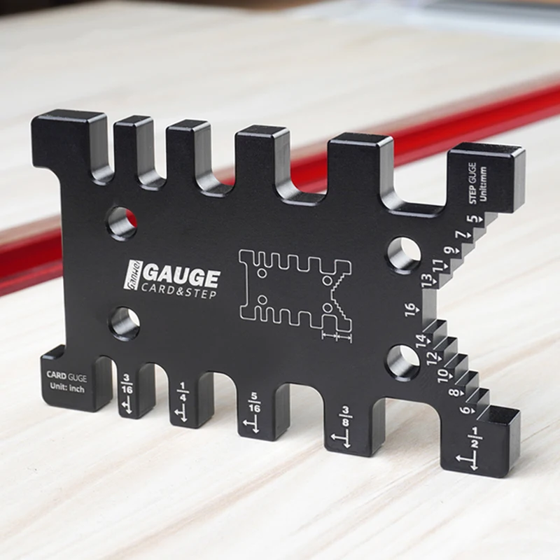 

High Precision Woodworking Tenon Caliper Measuring Ruler Metric Imperial Card Gauge for Wood Work Router Saw Table Machine Tools