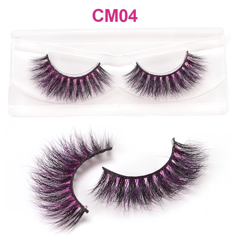 Description Picture 5 of item3D 5D Real Mink Strip Fake Colored Eyelashes Pink Green Purple Red Faux Lashes Colorful Rainbow Lashes for Cosplay Halloween