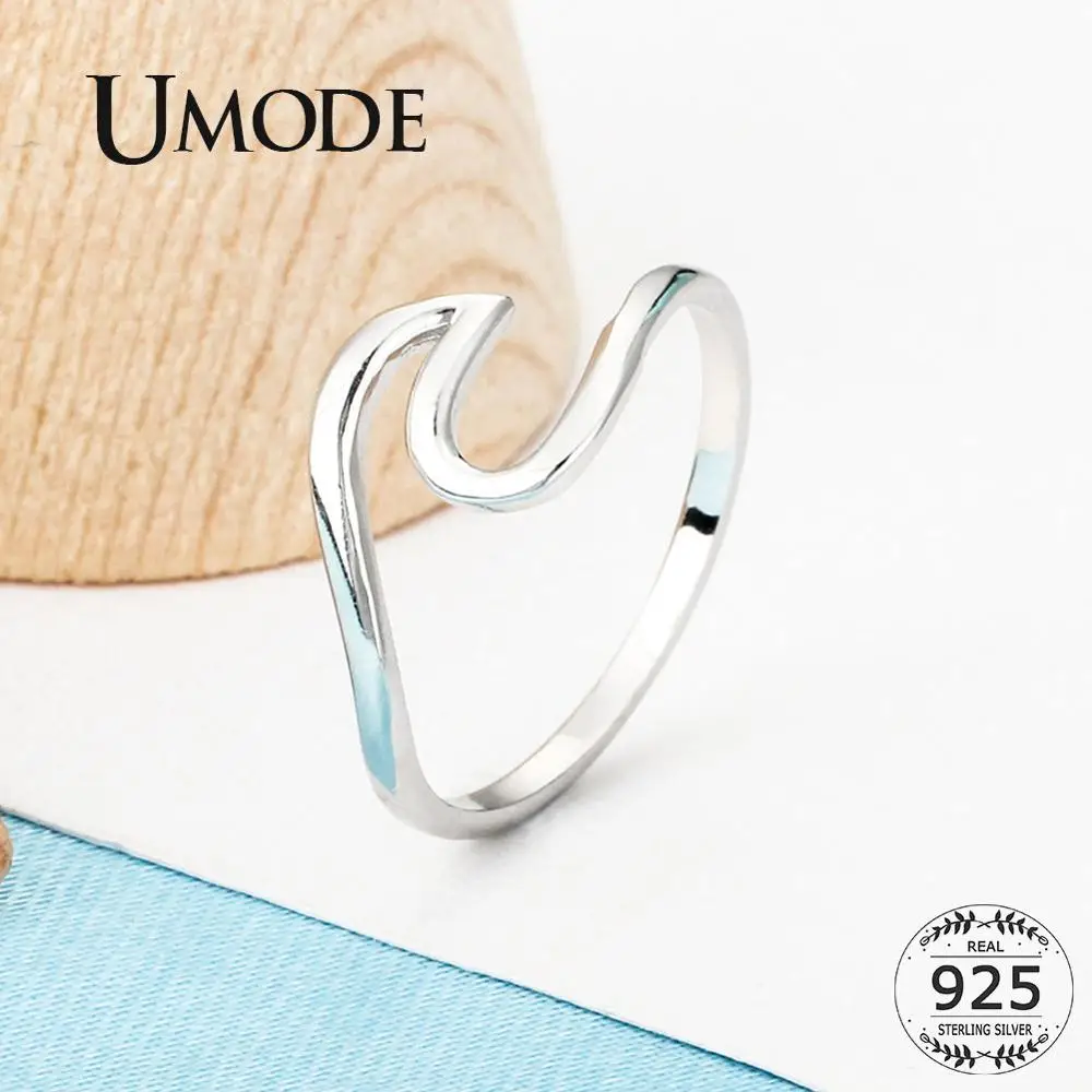 Женские волнистые кольца UMODE вечерние из стерлингового серебра 925 пробы в стиле