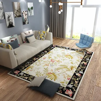 

New European Style Flower Printing Rug Carpet Living Room Bedroom Soft Design Coffee Table Floor Mat Tatami Area Rugs Mats