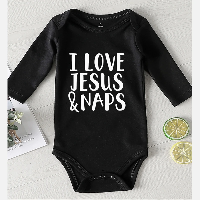 I Love Jesus Letter Printed Infant Shower Gifts Toddler Girl Costume New Born Baby Clothes Kids Clothing Newborns Jumpsuits cheap baby bodysuits	