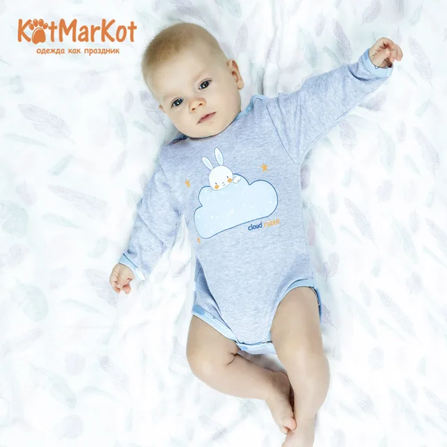 Боди длинный рукав "Облачный зайчик" для мальчиков Kotmarkot 79201