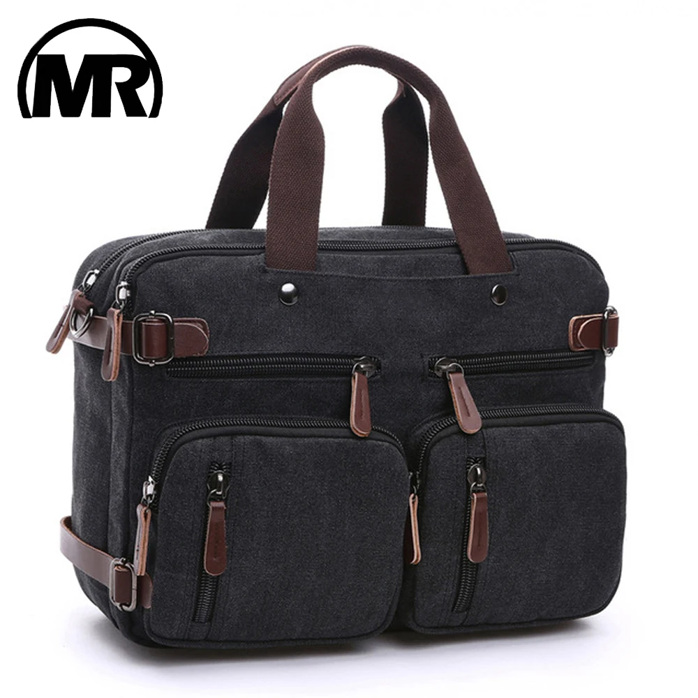 MARKROYAL Canvas Leather Men Travel Bags Hand Luggage Bags Men Duffel