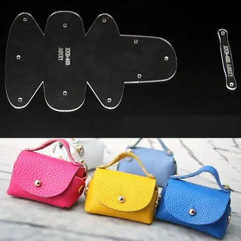 

Leather Craft Mini Bag Coin Purse Sewing Pattern PVC Stencil Template Kit Acrylic Wallet Pattern Stencil Template Set