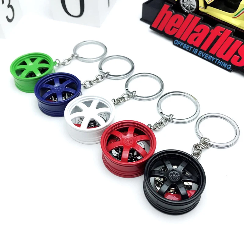 JDM металлический автомобильный брелок TE37 Rim Hellaflash Racing Style для Mercedes Benz AMG Honda BMW Audi