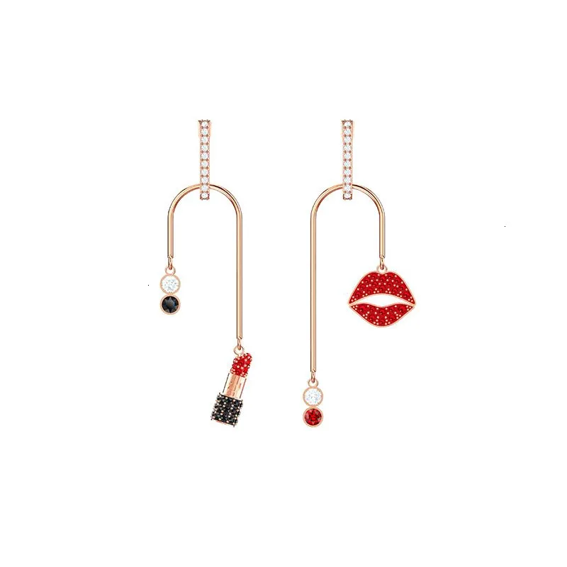 

Quality 1:1 swa new crystal mine piercing, lipstick, red lip handcrafted earring