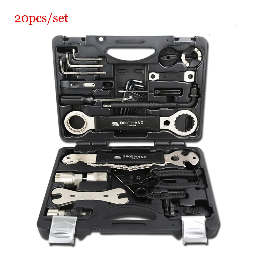 

Alloy 18 In 1 Bicycle Repair Tools Kit Box Set Multi MTB Tire Chain Repair Tools Spoke Wrench Kit Hex Screwdriver Bicycle Tools