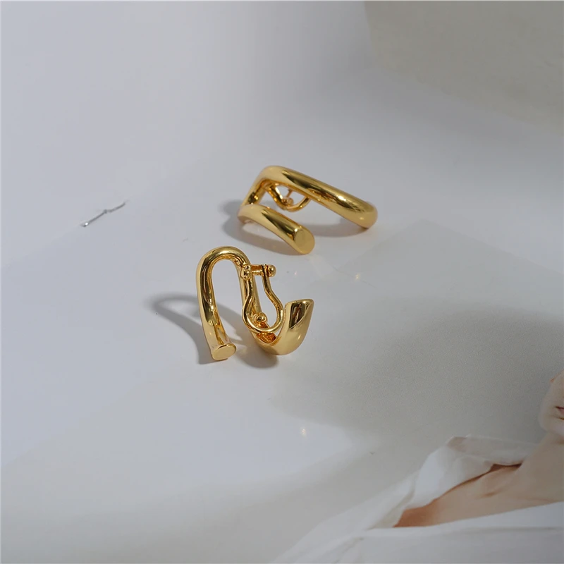 Timeless Wonder Brass Geo U ушные Клипсы Серьги женские, ювилирные изделия массивные панк Подиумные не пронзенные готические золотые трендовые Ins Новинка 6326