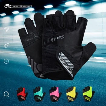 

Santic Men Women Cycling Short Gloves Unisex Summer Half Finger Cool Feeling Anti-pilling Anti-static Sun-protective WM7C09065