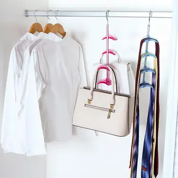 

360 Degree Rotating 4 Layer Bag Hanger Belt Necktie Organizer Space Saving Tie Hanging Holder Wardrobe Storage Display Rack 39cm