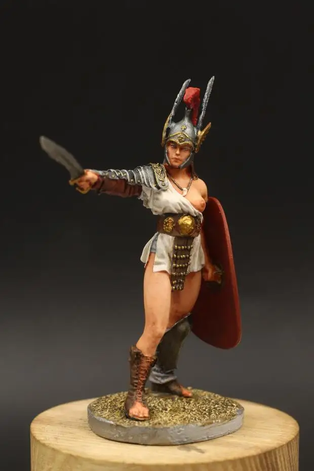 Amazon женский Гладиатор щит Статуэтка 1/30 60 мм оловянный Металл древний Солдат модель Древнего Рима Арена украшения для дома подарки