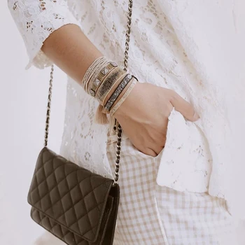 

ZHONGVI Europe And USA Bohemian Friendship Latest 5pcs One Set Lady Crystal Jewelry Women Handmade Woven Tassel Miyuki Bead Brac