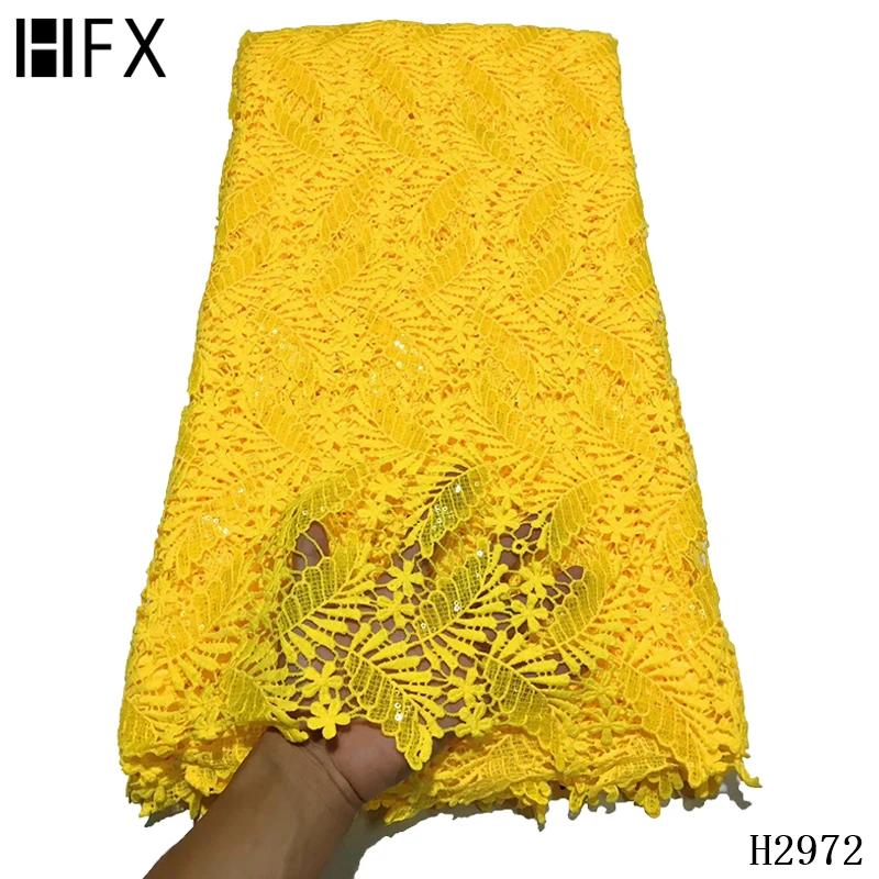 HFX африканская кружевная ткань с вышивкой хлопок шнурок кружево с вышивкой Роскошная блесток сетчатая вышивальная ткань для вечерние платья F2972