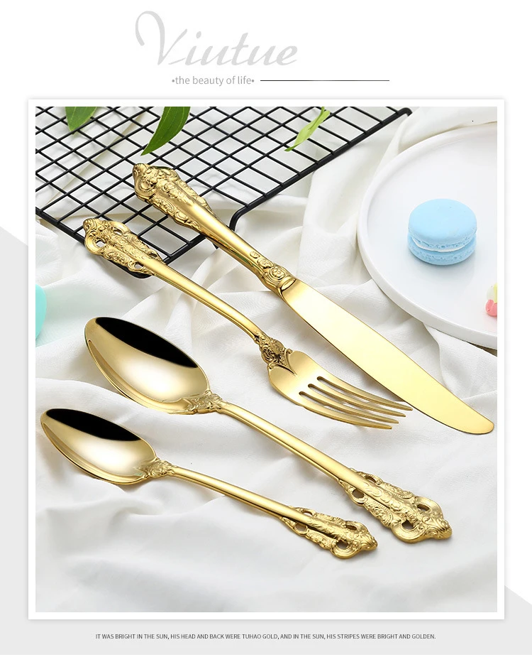 Spklifey набор посуды, золотые столовые приборы, вилка, ложка из нержавеющей стали, королевские столовые приборы, вилки, ножи, ложки, кухонная посуда
